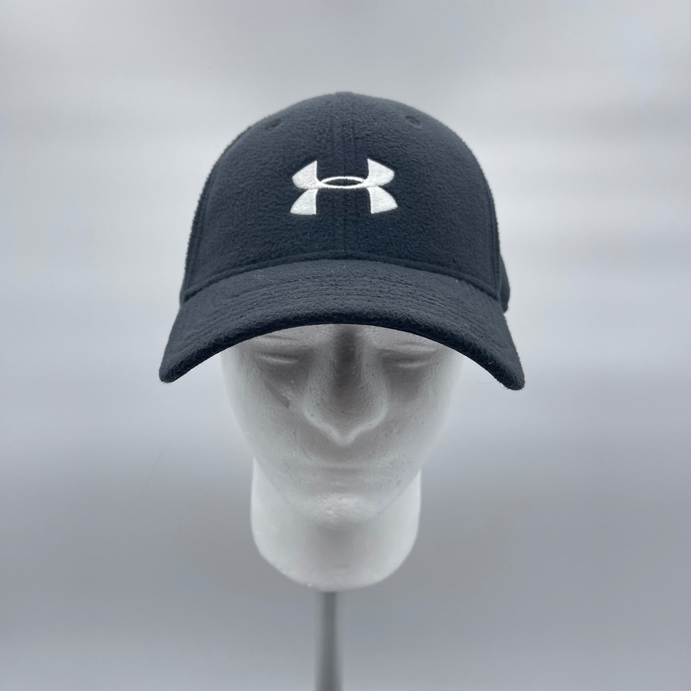 Under Armour 10035 Mens Large Black Fleece 4-Way Flex Stretch Baseball Cap Hat